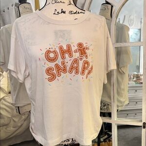 Old Navy White Tee with Gingerbread Print